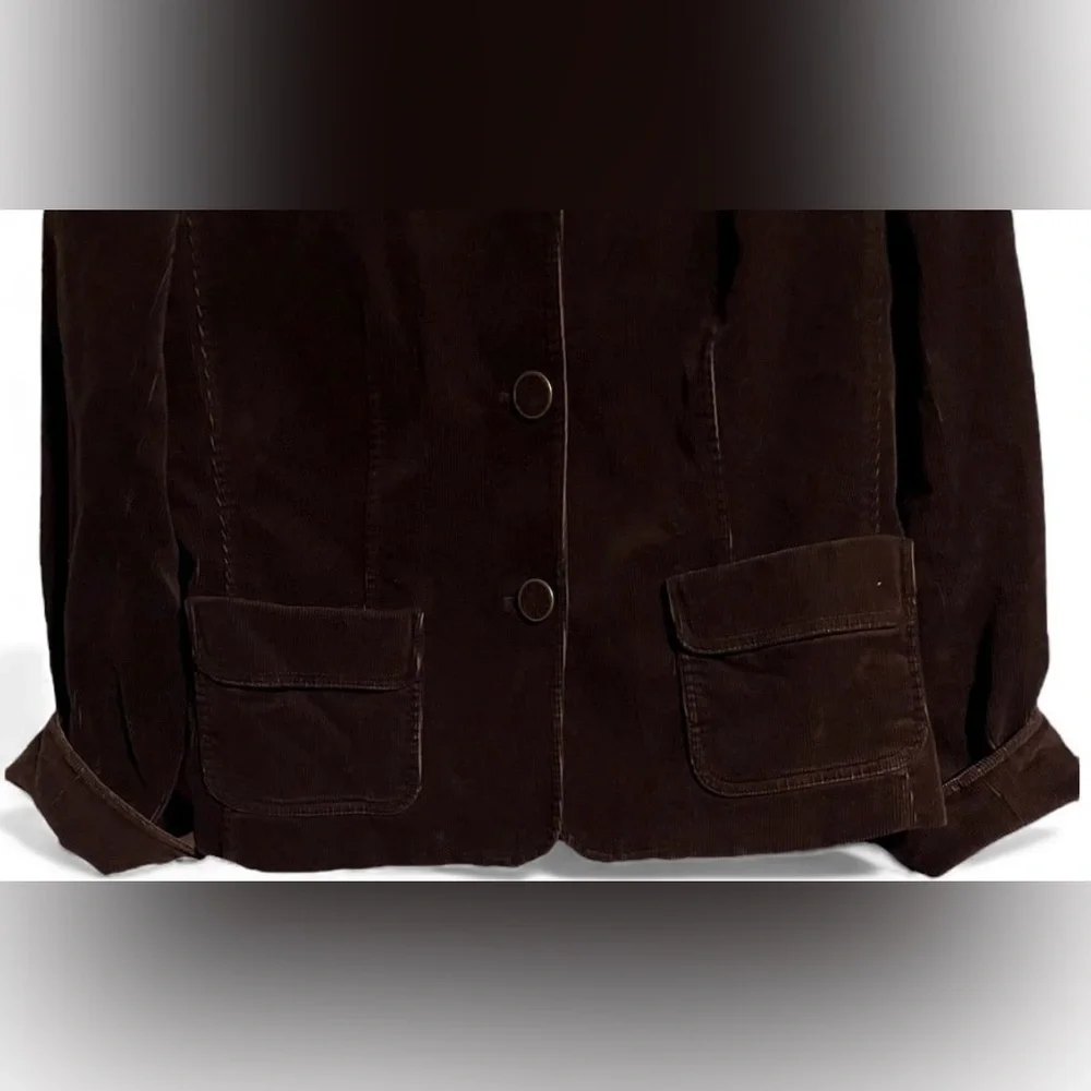 Talbots Brown Corduroy Button Front Jacket Size 14 | Classic Fall Layer - Picture 4 of 6